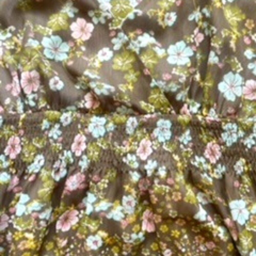 H&M FLORAL CHIFFON DRESS W. COLD SHOULDER CUTOUTS _ SIZE 12